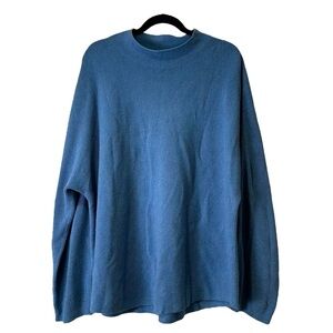 Lululemon Women’s XL Blue Boxy Cotton-Blend Mock Neck Knit Pullover Sweater